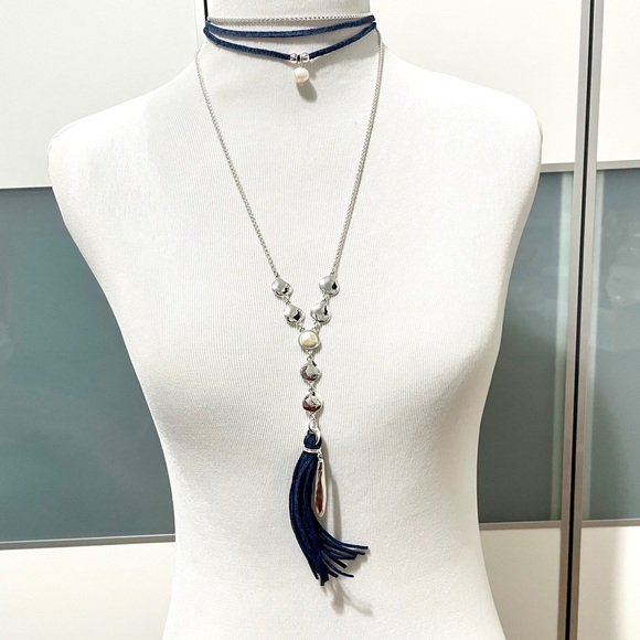 Lucky Brand silver tone tassel statement necklace - Picture 3 of 4